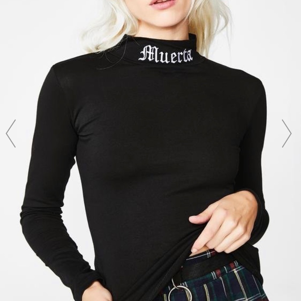 Dolls Kill Current Mood Muerta Inside Mock Neck Top in Black Size M or S